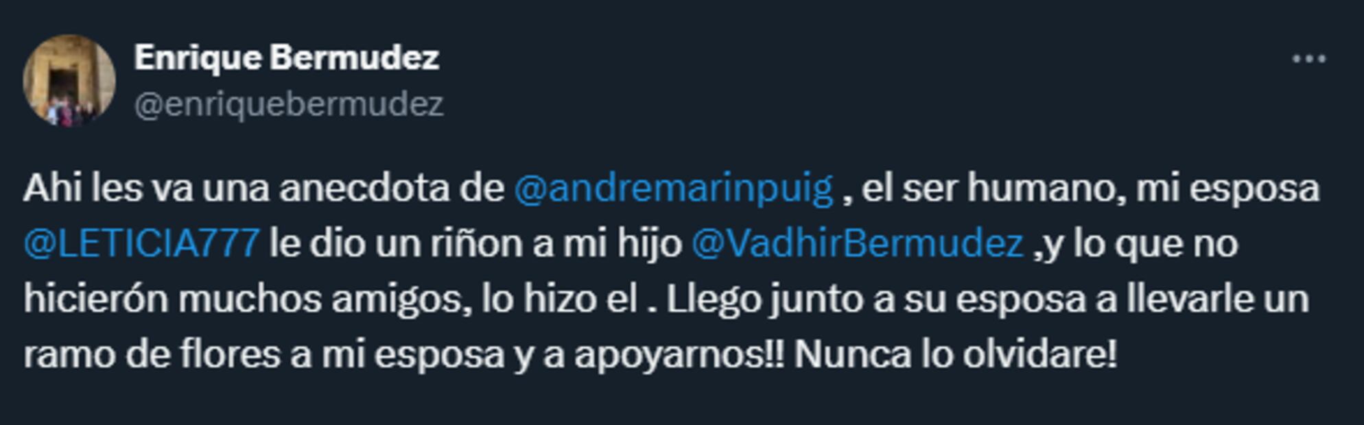 El 'Perro' Bermúdez recordó el gran gesto que tuvo André Marín con su familia