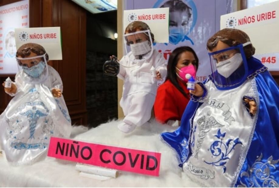 Niño Dios Covid: lo visten con cubrebocas y gel antibacterial para concientizar a devotos 