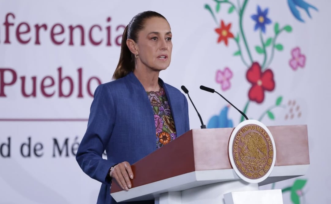 La presidenta Claudia Sheinbaum Pardo en la “Mañanera del Pueblo” del 27 de mayo de 2026 en Palacio Nacional. Foto: Fernanda Rojas/ EL UNIVERSAL