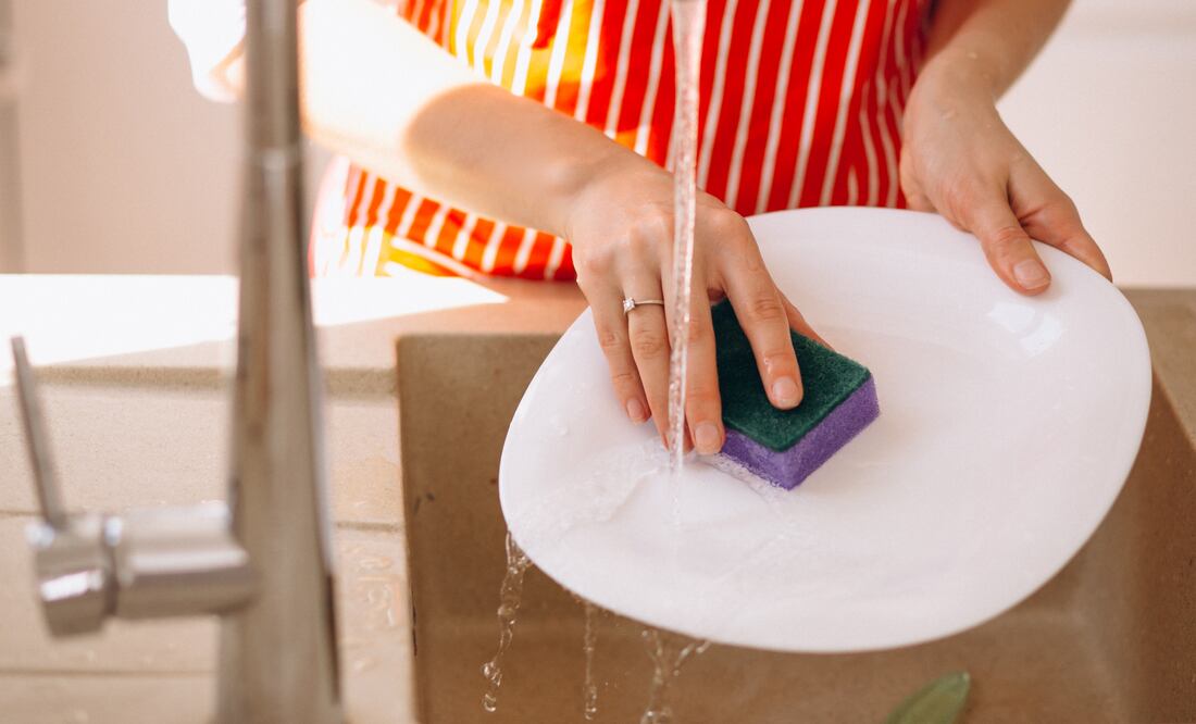 Estudios señalan que las esponjas de cocina pueden alojar microorganismos como Salmonella y E. coli. Foto: Freepik