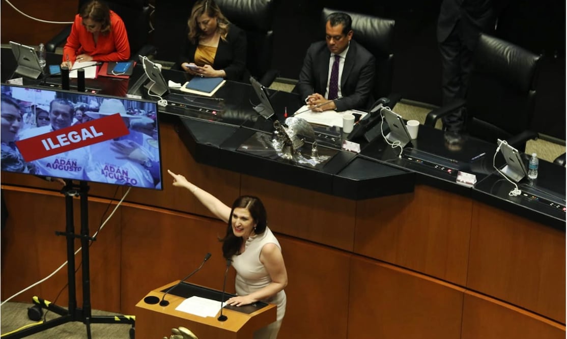 La senadora del PAN, Kenia López Rabadán, exigió al diputado Gutiérrez Luna, de Morena, que “no trate de callar a los legisladores. Foto: Carlos Mejía