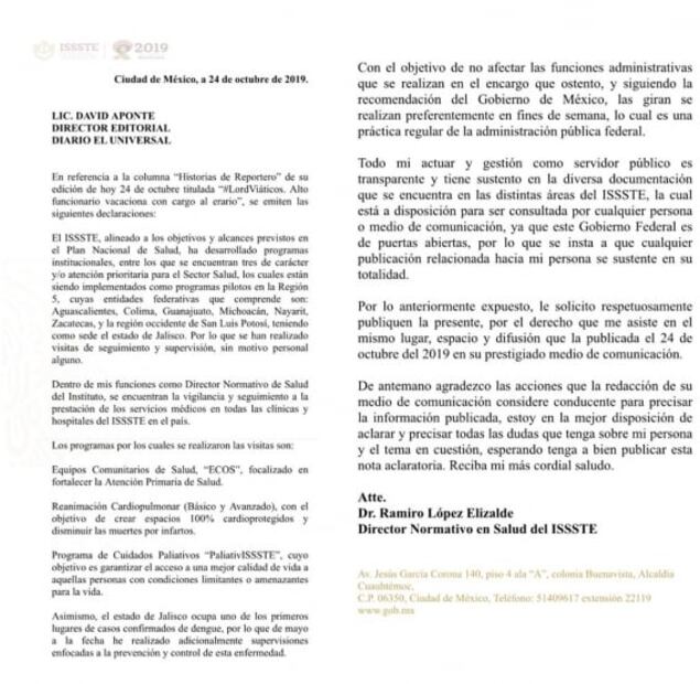 Funcionario del ISSSTE acepta viajes, pero omite que en Guadalajara vive su familia: Loret
