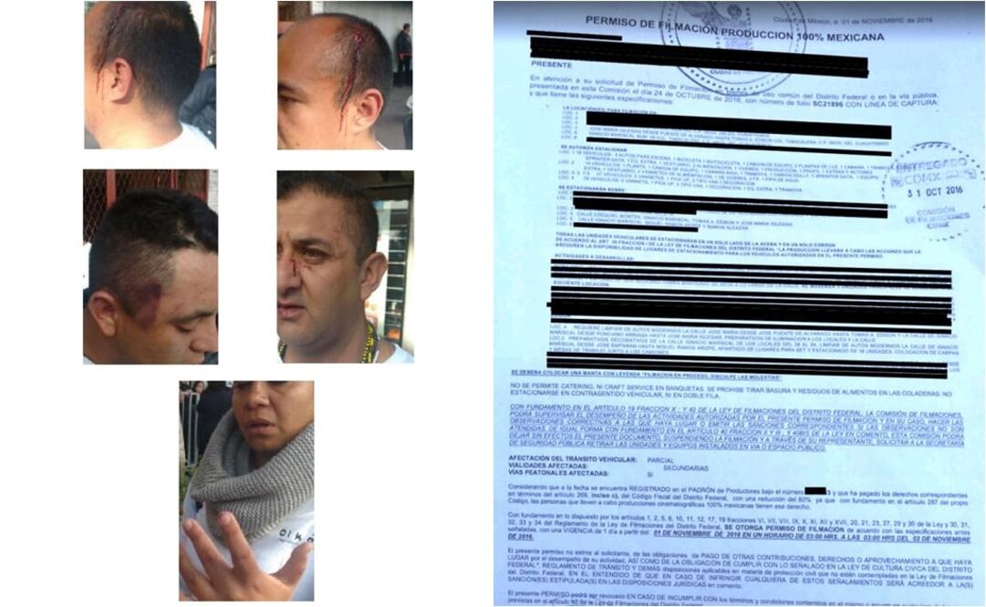 En el comunicado se anexaron imágenes que muestran a personas agredidas y el permiso de filmación FOTO: CORTESÍA