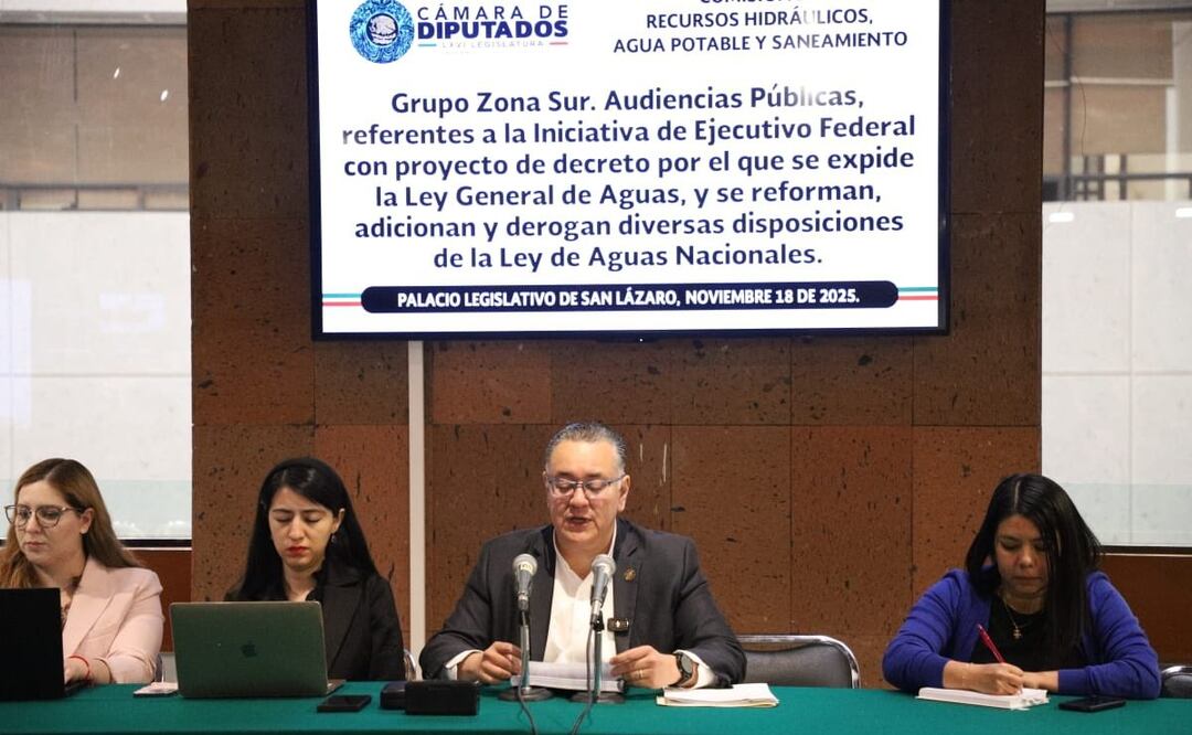 Inician en San Lázaro audiencias públicas sobre reforma a Ley de Aguas Nacionales (18/11/2025). Foto: X (@Dolores_PL)