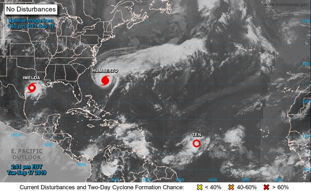 La tormenta tropical Imelda en el Golfo de México (Foto: Centro Nacional de Huracanes de EU)