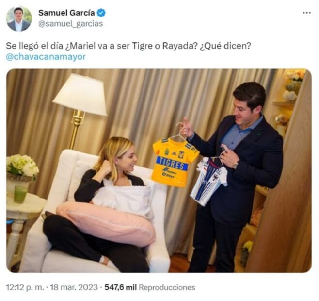 Samuel García presume a su hija Mariel con uniforme de Tigres