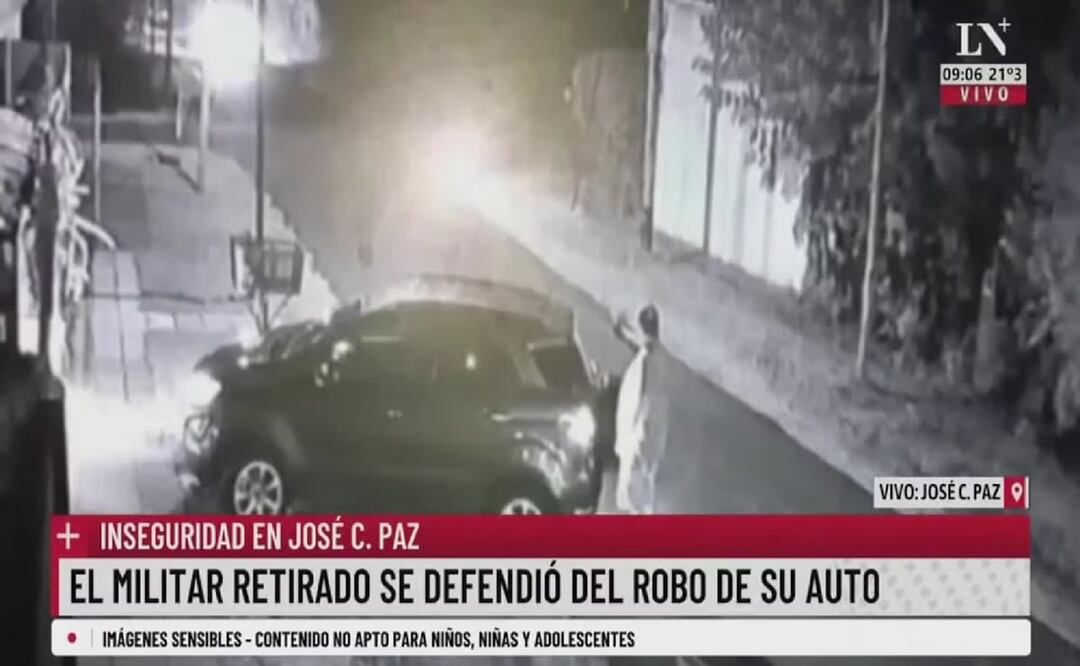 Una cámara de seguridad registró el atraco frustrado en la localidad argentina de José C. Paz. Foto: Tomada del video