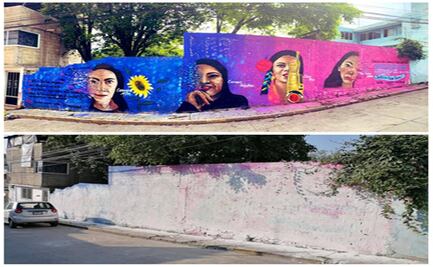 Desaparecen mural de mujeres agredidas con ácido en Huixquilucan