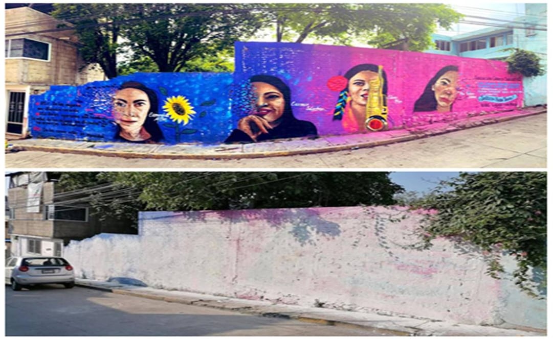 El mural llamado “La Digna Rabia tiene rostro de mujer" fue creado apenas el 21 de marzo y fue plasmado en la barda de un predio con autorización por escrito del propietario. Foto: Especial