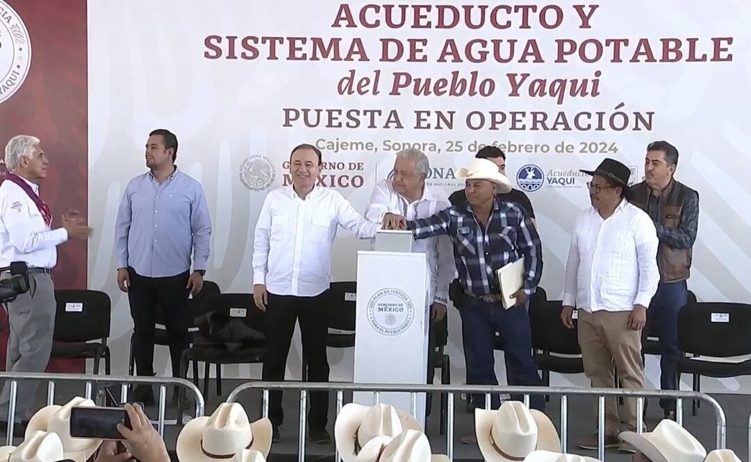 El presidente inauguró el acueducto y el sistema de agua potable del pueblo Yaqui en Sonora/ Foto: Especial