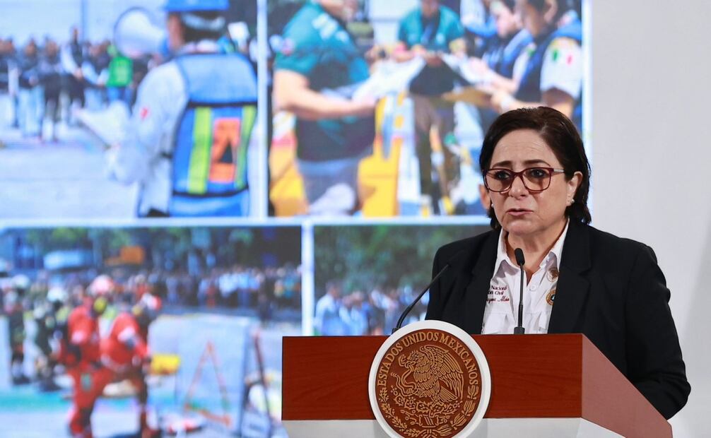 Laura Velázquez, coordinadora nacional de Protección Civil, hizo un llamado a todas las personas mexicanas a participar en el Simulacro Nacional el viernes 19 de septiembre, a las 12:00 horas; se alertará con un mensaje en celulares por primera vez. Foto: Berenice Fregoso / EL UNIVERSAL
