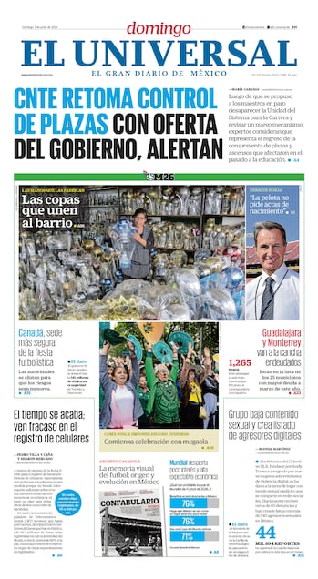 Portada impresa del 7 de junio de 2026