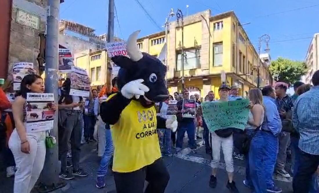 Animalistas y personas contra la tauromaquia se manifiestan a las afueras del Congreso de la CDMX. Foto: captura de pantalla