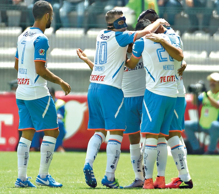 Jugadores celestes festejan la victoria en ‘La Bombonera' (ETZEL ESPINOSA. IMAGO7)