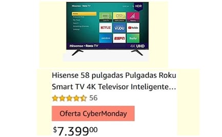 Pantalla de 58 pulgadas de... ¡7 mil pesos!; las ofertas más agresivas del Cyber Monday