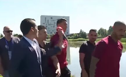 Cristiano Ronaldo arroja micrófono de reportero a un lago