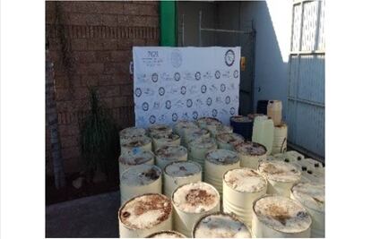 Aseguran 25 mil litros de químicos para drogas sintéticas