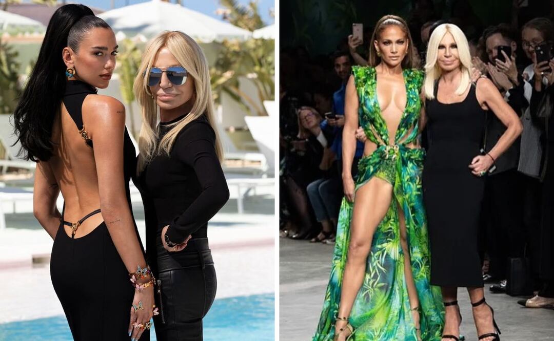Dua Lipa y JLo publicaron fotos de diseños de Donatella Versace que han lucido. Foto: Instagram @dualipa @jlo