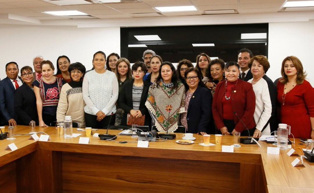La secretaria del Bienestar, María Luisa Albores en reunión con diputados en San Lázaro. Foto: Especial