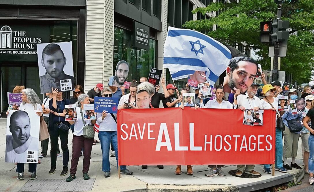 Manifestantes frente a la Casa Blanca durante la visita de Netanyahu. Foto: AFP