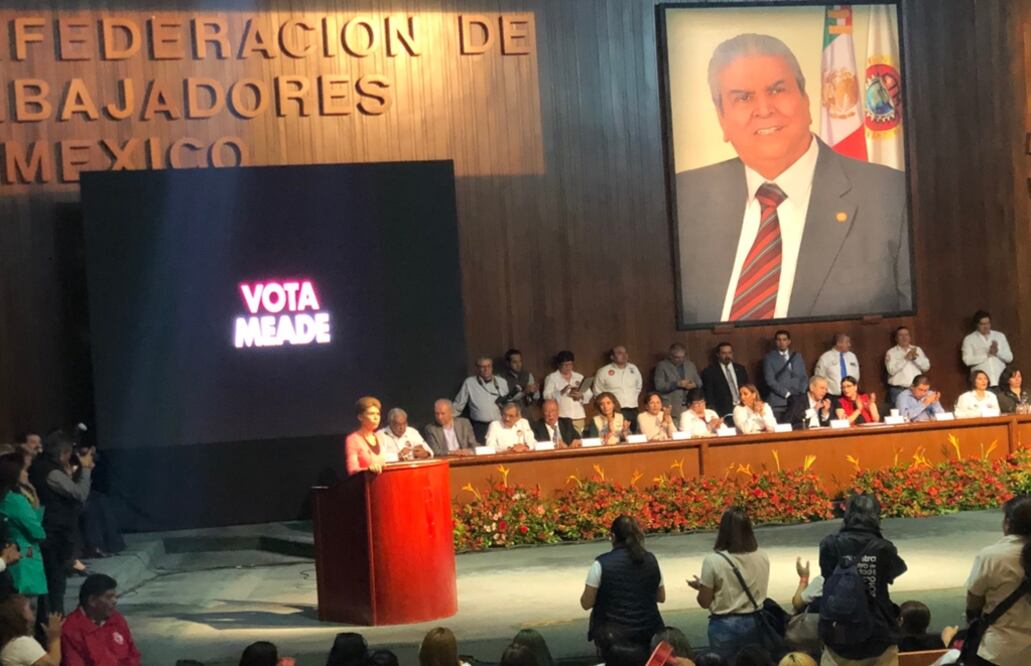 El líder cetemista, Carlos Aceves, llamó a respaldar el 1 de julio al candidato presidencial del PRI. Foto: @CTM_MX 
