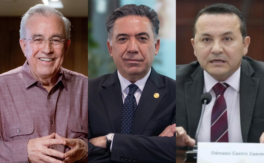 El gobernador con licencia de Sinaloa, Rubén Rocha Moya, el senador Enrique Inzunza, y el exvicefiscal general de la Fiscalía General del Estado (FGE), Dámaso Castro. Fotos: Facebook y Archivo / EL UNIVERSAL