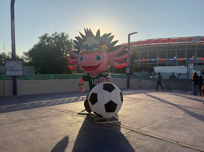 Decenas de personas llegan se toman la foto del recuerdo con la mascota mudialista. Foto: Gabriel Pano/ EL UNIVERSAL