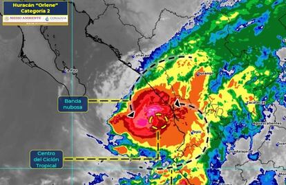 Huracán “Orlene” se debilita a categoría 2, provocará lluvias en Sinaloa, Nayarit, Jalisco y Durango 