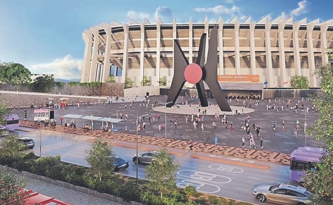 Proyección de la ciclovía La Gran Tenochtitlan en su paso por el Estadio Azteca. Secretario de Obras prevé que esté concluida en diciembre próximo. Foto Especial