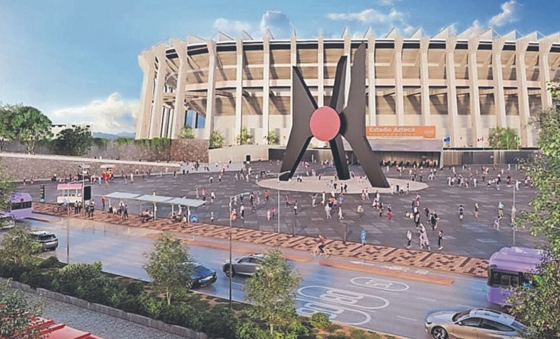 Proyección de la ciclovía La Gran Tenochtitlan en su paso por el Estadio Azteca. Secretario de Obras prevé que esté concluida en diciembre próximo. Foto Especial