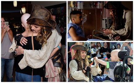 Johnny Depp sorprende a niños como el capitán Jack Sparrow