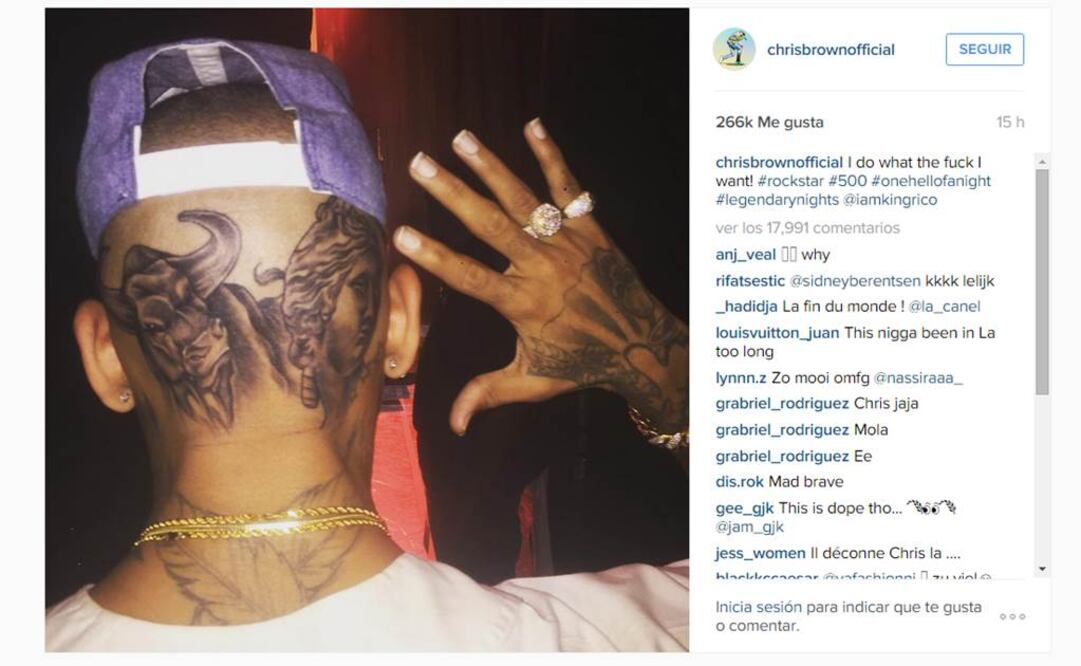 Algunos se atrevieron incluso a burlarse del responsable de la obra en cuestión: "Increíble, que Chris Brown tenga tanto dinero y sea incapaz de acudir a un buen tatuador...". FOTO: Instagram