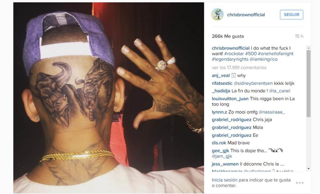 Algunos se atrevieron incluso a burlarse del responsable de la obra en cuestión: "Increíble, que Chris Brown tenga tanto dinero y sea incapaz de acudir a un buen tatuador...". FOTO: Instagram