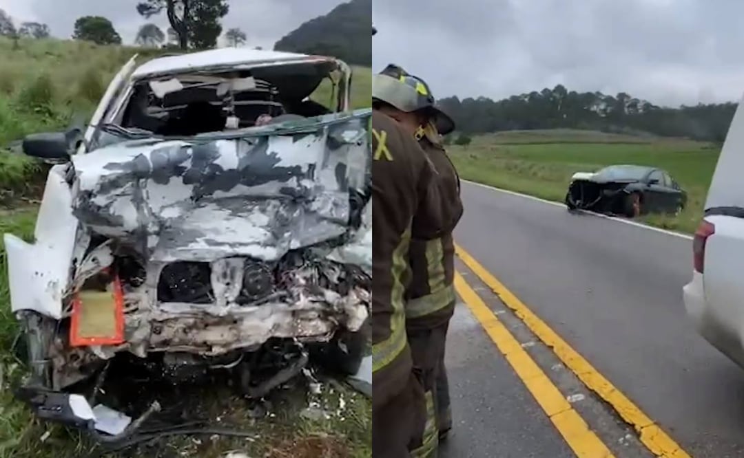 El accidente ocurrió entre un automovil color negro y una camioneta color blanco, en la cual se encontraban los dos menores de edad. Foto: Captura de video