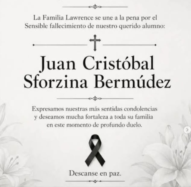 Pésame por la muerte de Juan Cristóbal Sforzina Bermúdez, hijo de la recordada animadora, actriz y comunicadora venezolana Josemith Bermúdez