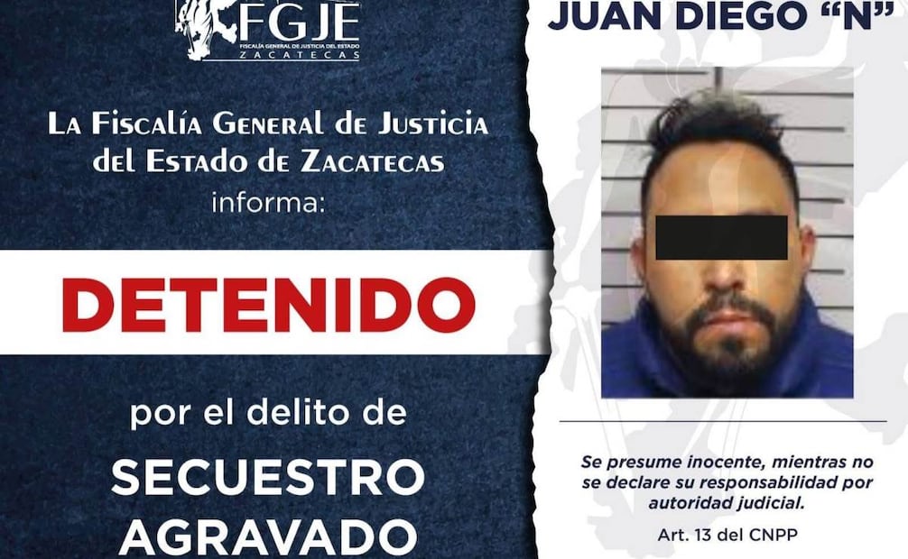 Ducha de detención emitida por la FGJE de Zacatecas (04/02/2026). Foto: Especial