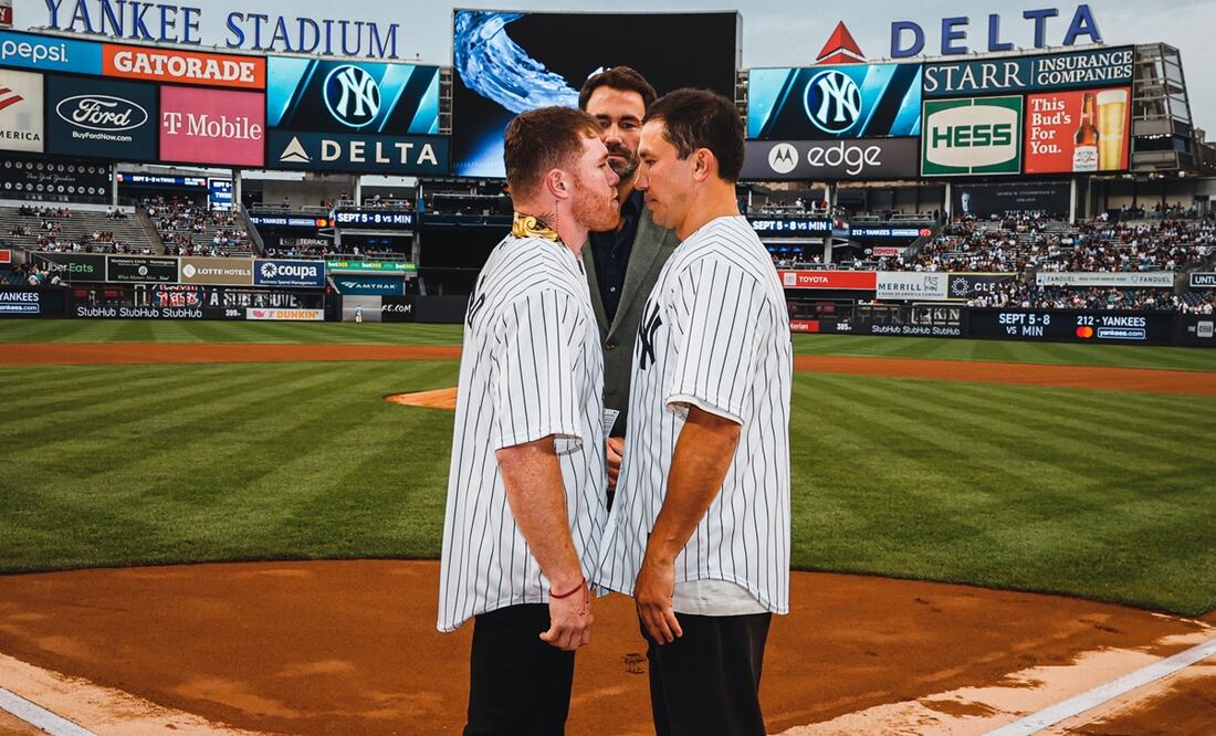Canelo Álvarez cara a cara con Gennady Golovkin - FOTO: Twitter @Yankees