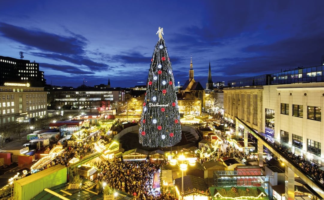 El árbol de Navidad más grande del mundo mide 46 metros de alto. Imagen: visit.dortmund.de