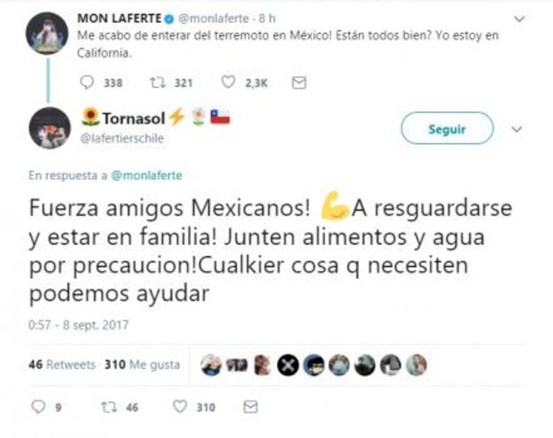 Famosos envían oraciones tras sismo en México