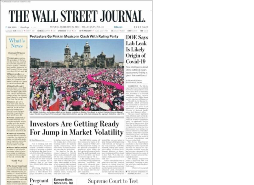 Protesta en defensa del INE acapara portada del Wall Street Journal y otros medios