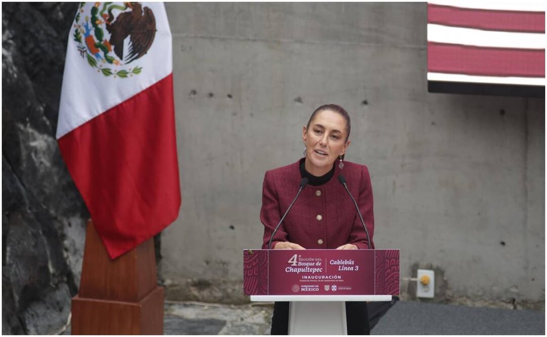 Claudia Sheinbaum durante la inauguración de la Cuarta Sección del Bosque de Chapultepec y la línea 3 del Cable Bus en Santa Fe el 24 de septiembre de 2024. Foto: Carlos Odín / EL UNIVERSAL