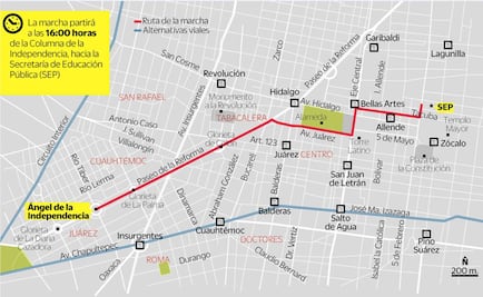 Manifestantes arriban al Ángel para marchar a la SEP