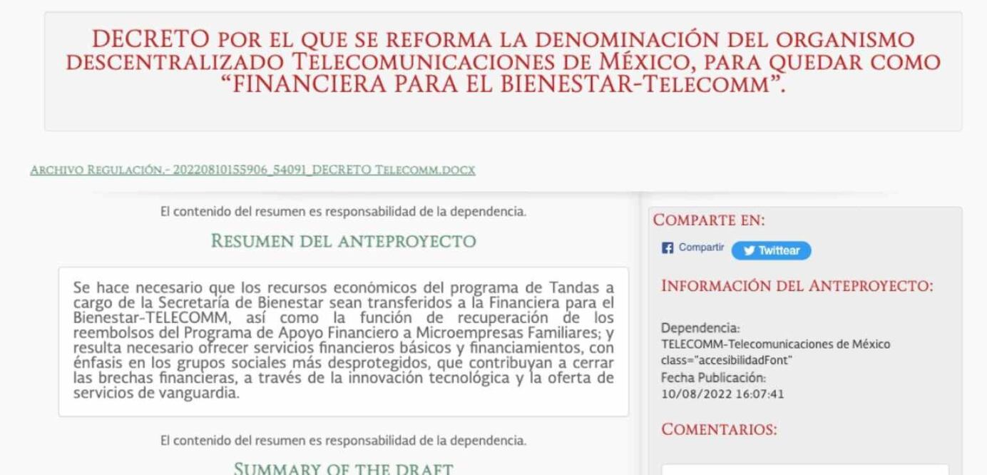 Gobierno alista creación de la "Financiera para el Bienestar- Telecomm"; cobrará las tandas del Bienestar