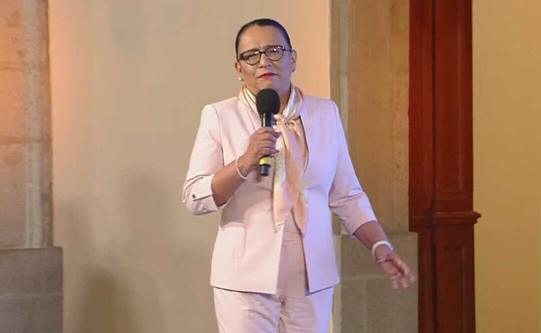 Durante la conferencia de prensa de López Obrador, Rosa Icela Rodríguez, secretaria de Seguridad y Protección Ciudadana (SSPC), expuso que la dependencia a su cargo tramita preliberaciones y amnistías. Foto: captura de pantalla