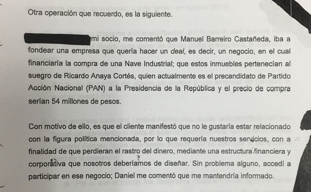 Extracto de la denuncia presentada contra el empresario queretano en la PGR. /Archivo - EL UNIVERSAL