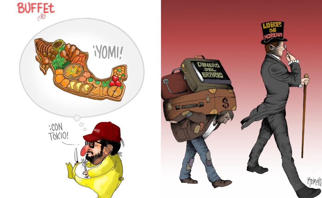 Los mejores cartones que exhibieron las lujosas vacaciones de la 4T. Foto: Redes sociales