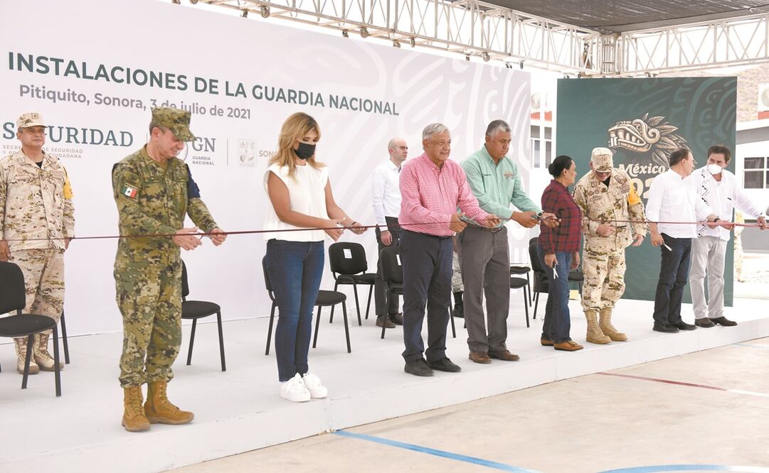 Al inaugurar un cuartel de la Guardia Nacional en Sonora, el presidente López Obrador dijo que es una institución con 75% de aceptación en la sociedad. Foto: PRESIDENCIA