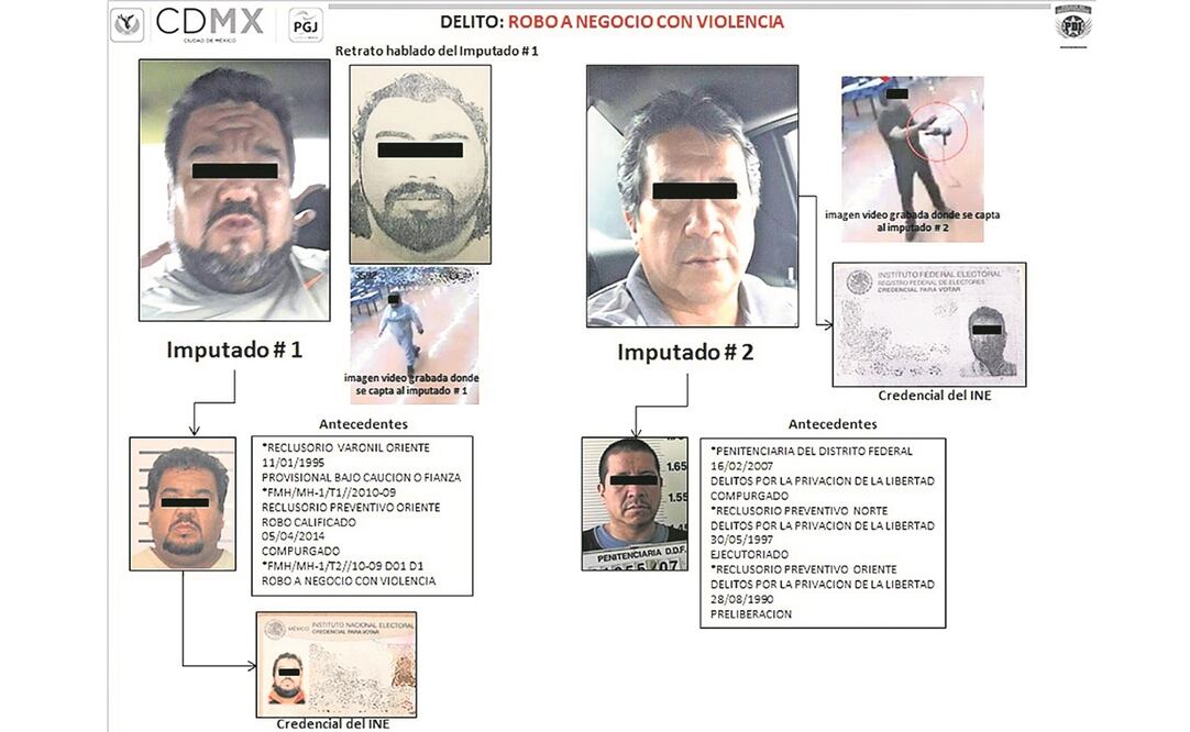 Según reportes de la PGJ capitalina, los inculpados tienen ingresos carcelarios por los delitos de robo calificado, robo a negocio con violencia y privación de la libertad. (ESPECIAL)