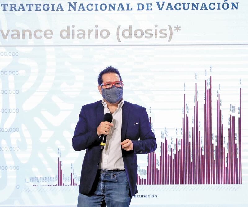 Ricardo Cortés Alcalá detalló que, a la fecha, se han suministrado 12 millones 984 mil 236 vacunas contra el Covid-19. Foto: VALENTE ROSAS. EL UNIVERSAL 