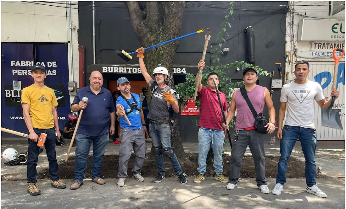 Retiran media tonelada de cemento a un fresno de 50 años. Foto: @supercivicosmx